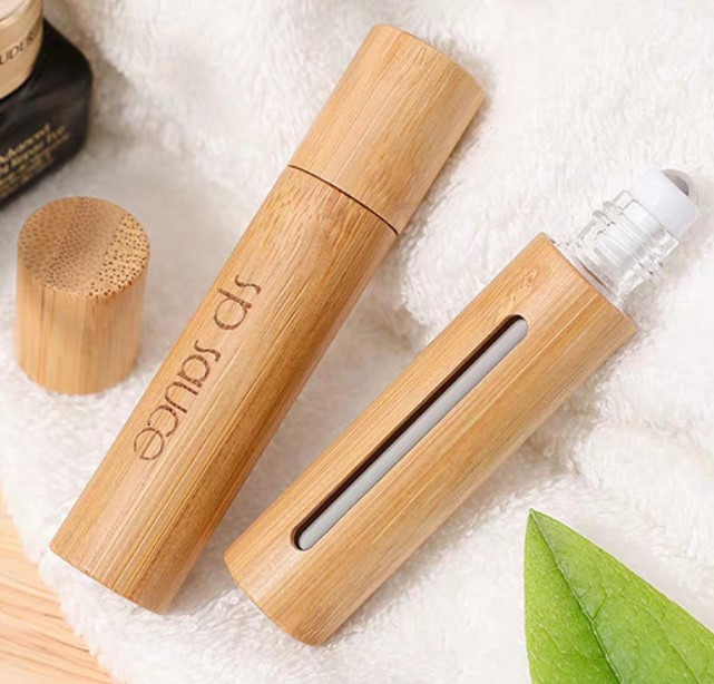 3ml 5ml 10ml Bamboo Cosmetic Packaging Essential Oil Roller Bottles Perfume Bottles Bamboo Roller Ball Bottles
