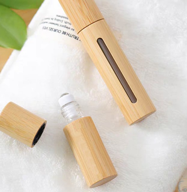 3ml 5ml 10ml Bamboo Cosmetic Packaging Essential Oil Roller Bottles Perfume Bottles Bamboo Roller Ball Bottles