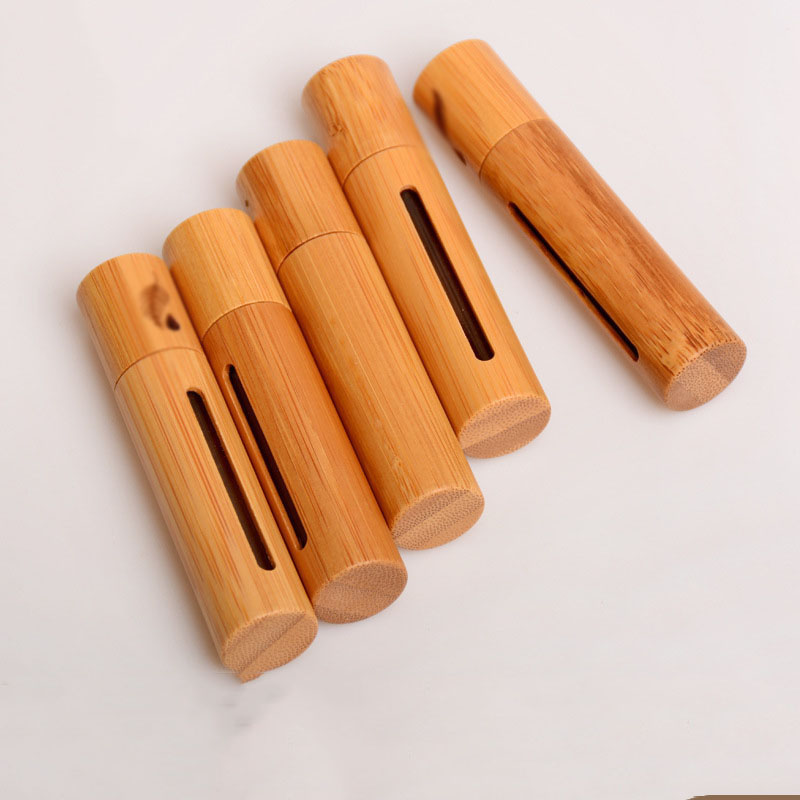 3ml 5ml 10ml Bamboo cosmetic packaging elegant deodorant perfume roll on glass bottle bamboo lid roller bottle