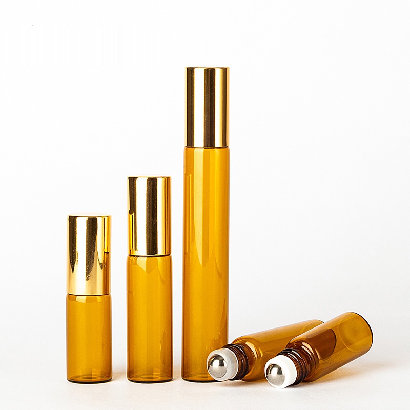 3ml 5ml 10ml Clear Glass Roll On Bottle With Metal Roller Ball For Essential Oil Perfume Frosted Roller Bottle With Screw Cap