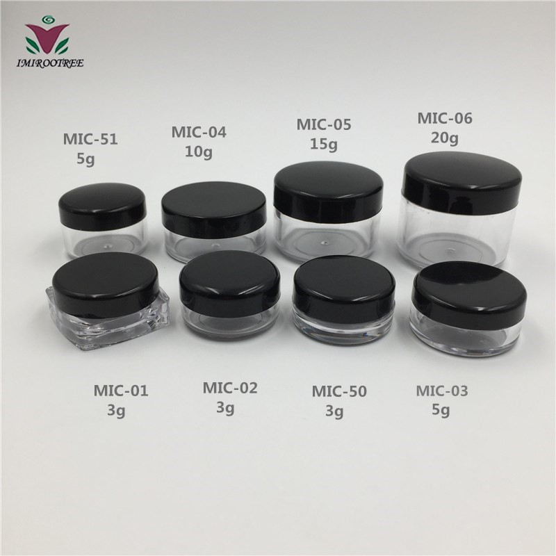 3ml 5ml 10ml Mini Empty Cosmetic Pot Plastic Clear Jar Round Makepy Sample Eye Shadow Glitter Containers with lids