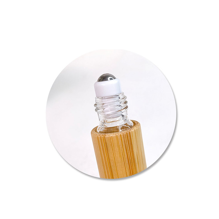 3ml 5ml 10ml bamboo cover roll glass bottle with bamboo cap