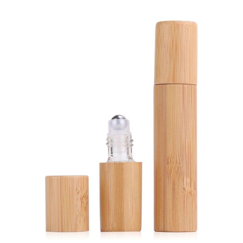 3ml 5ml 10ml bamboo roll on bottle skin care packaging oil bottle with bamboo cap