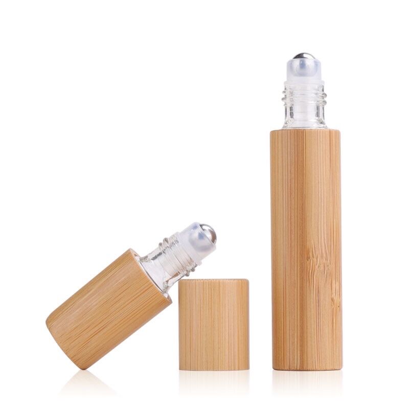 3ml 5ml 10ml bamboo roll on bottle skin care packaging oil bottle with bamboo cap