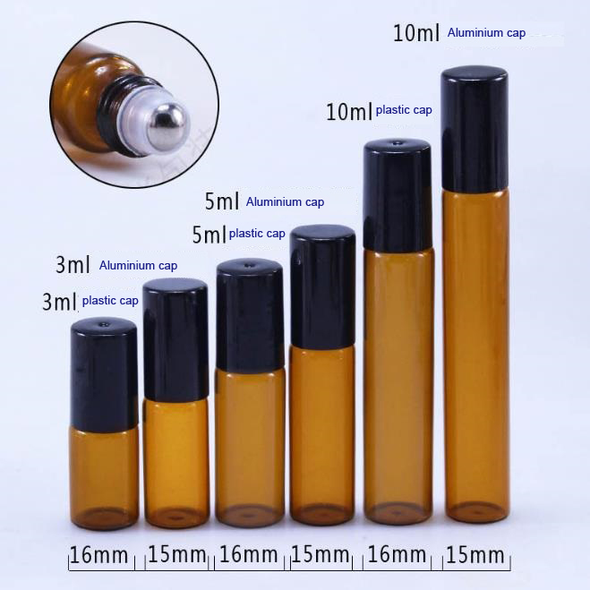 3ml 5ml 10ml clear amber glass pen holder stainless steel roller ball top perfume essential oil bottles wholesale custom