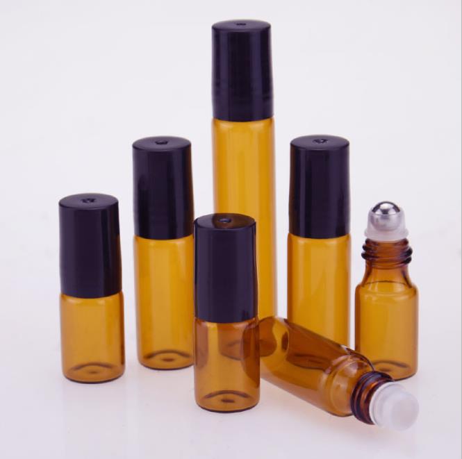 3ml 5ml 10ml clear amber glass pen holder stainless steel roller ball top perfume essential oil bottles wholesale custom