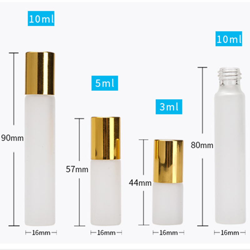 3ml 5ml 10ml  clear frosted glass roll on bottle with metal roller ball perfume vials
