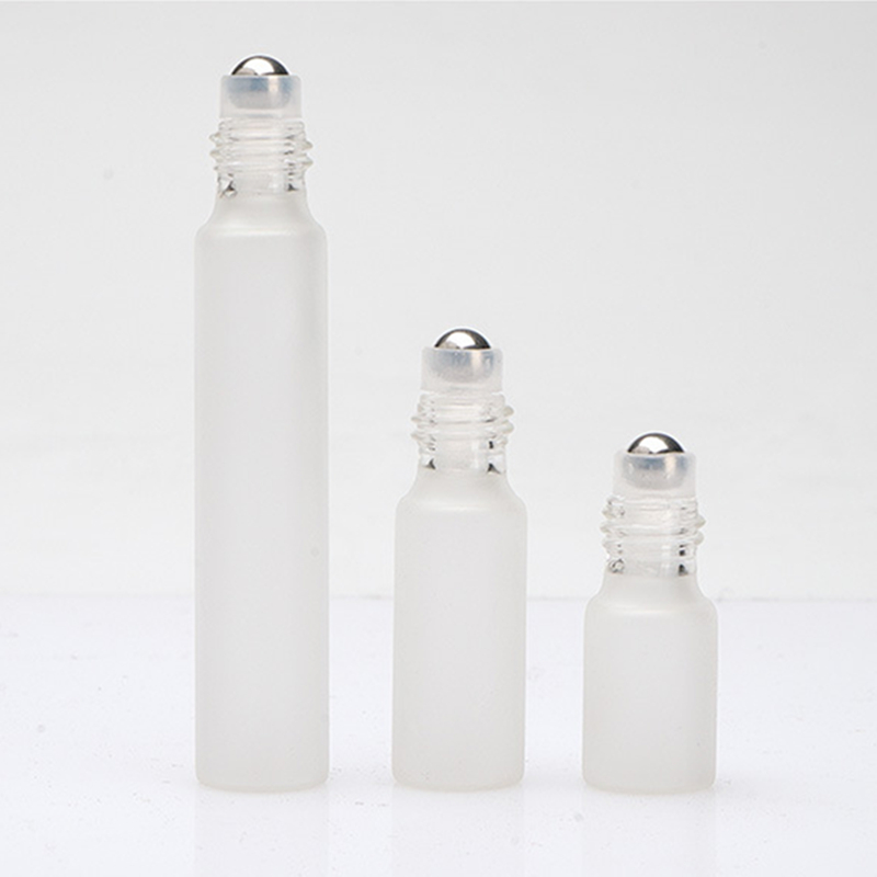 3ml 5ml 10ml clear frosted glass roll on bottle with metal roller ball perfume vials