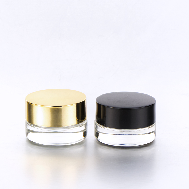 3ml 5ml 10ml clear glass mini cream cosmetic jar with black plastic lid