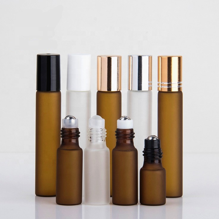 3ml 5ml 10ml frosted amber glass roll on bottle perfume roller bottle vials perfume glass bottle