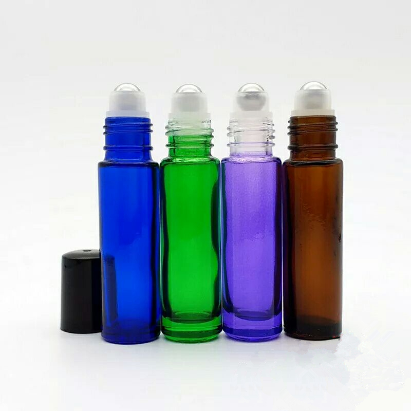 3ml 5ml 10ml roll on glass bottle with stainless steel roller ball