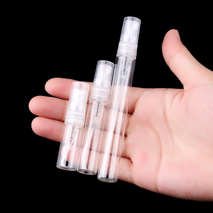 3ml 5ml 10ml small Mini-portable Alcohol disinfectant spray bottle fine mist glass clear perfume bottle mock up in stock