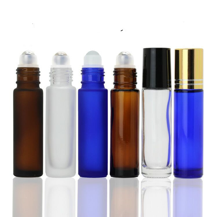 3ml 5ml 6ml 8ml 10ml 15ml amber clear blue glass roll on bottle with lids