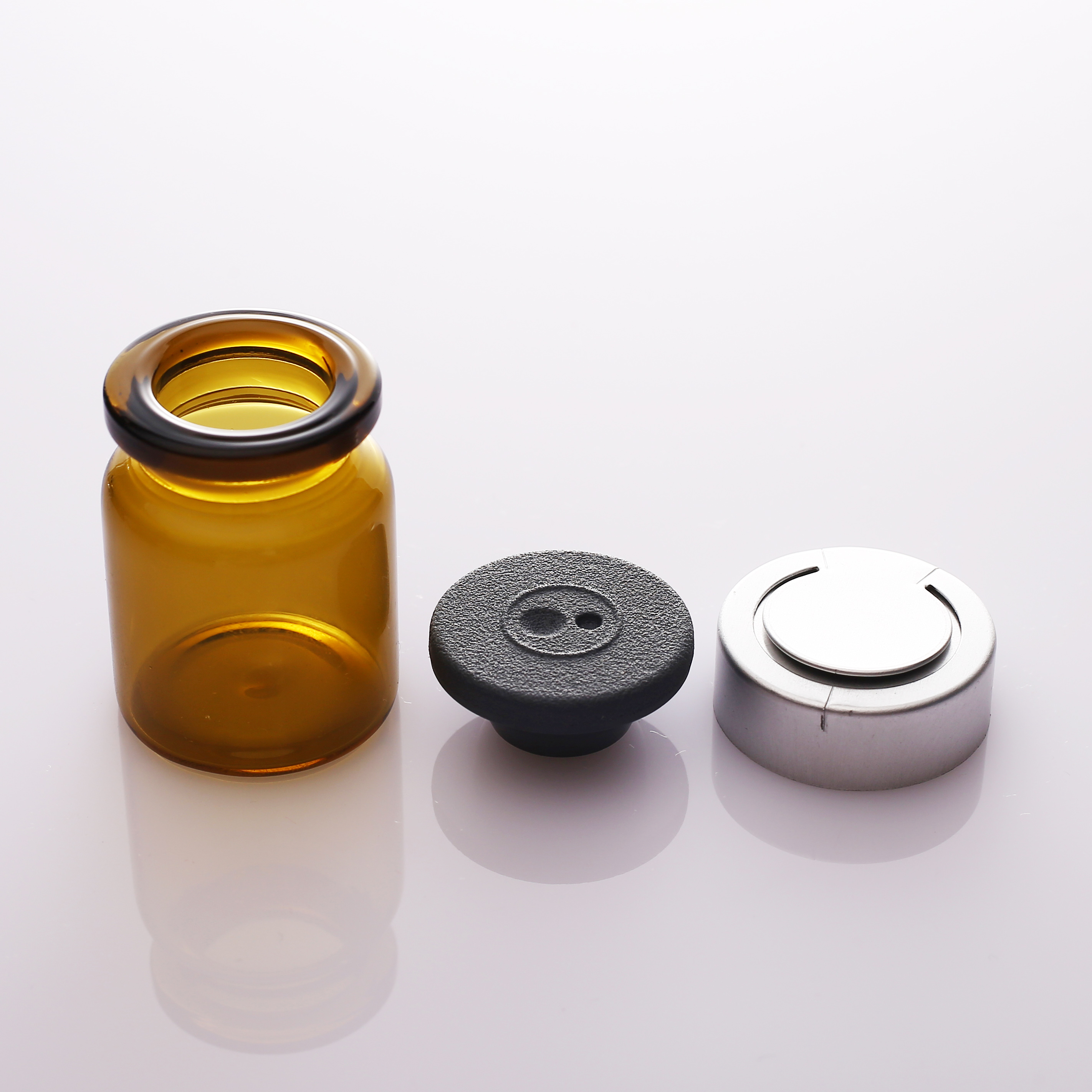 3ml 5ml 7ml 10 ml 30ml Tubular glass injection bottle with rubber stopper and cap