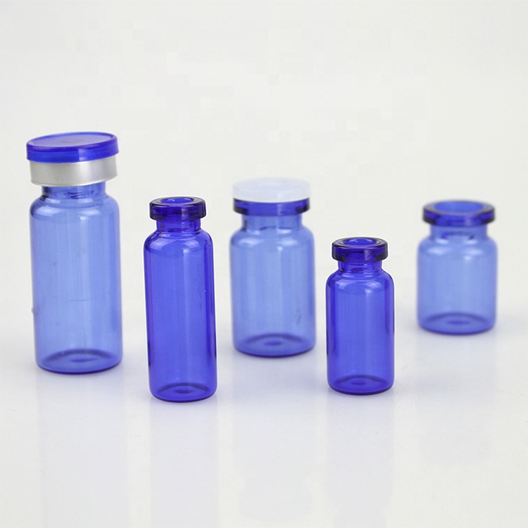 3ml 5ml 7ml 10ml blue empty lyophilized powder glass cosmetics vial with cap pharmaceutical glass bottle vial