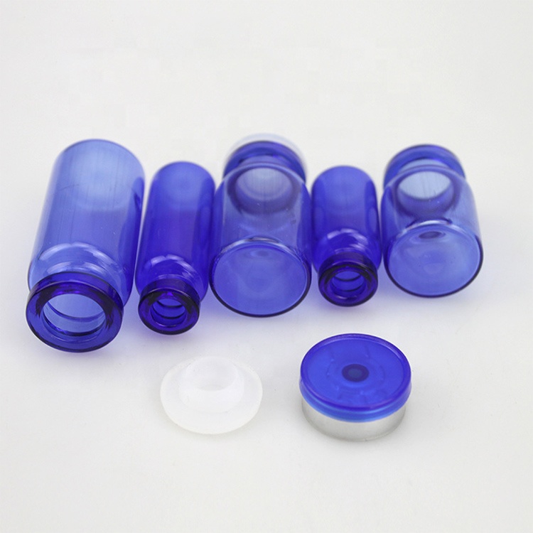3ml 5ml 7ml 10ml blue empty lyophilized powder glass cosmetics vial with cap pharmaceutical glass bottle vial