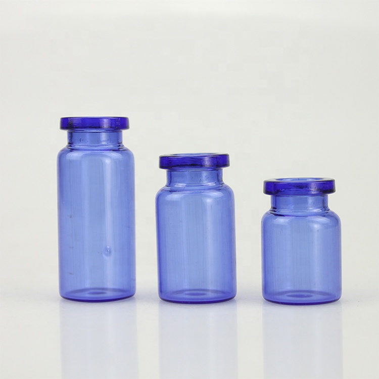 3ml 5ml 7ml 10ml blue empty lyophilized powder glass cosmetics vial with cap pharmaceutical glass bottle vial