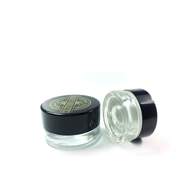 3ml 5ml 7ml 10ml clear cosmetic eye cream child resistant safe packaging glass concentrate jar with black CRC cap