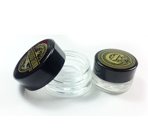 3ml 5ml 7ml 10ml clear cosmetic eye cream child resistant safe packaging glass concentrate jar with black CRC cap
