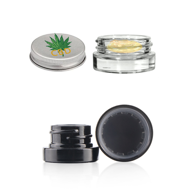 3ml 5ml 7ml 9ml OEM custom logo glass childproof CBD concentrate jar black/white/clear uv eye cream container in stock ABS lid