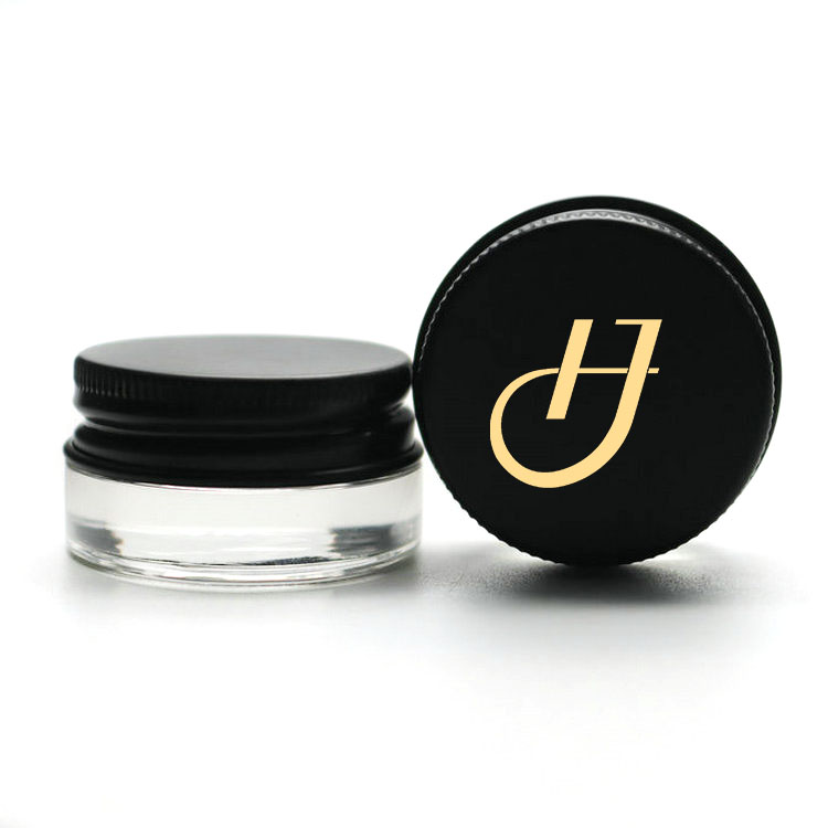 3ml 5ml 7ml 9ml glass jar 1gram Concentrate Container with Golden Logo Black Metal Lid