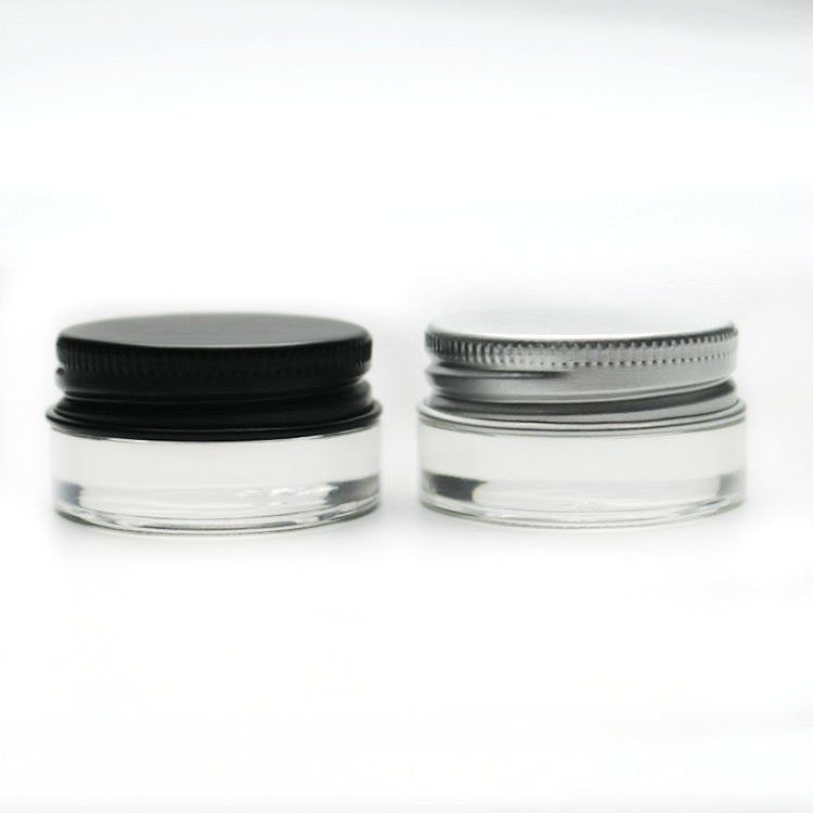 3ml 5ml 7ml 9ml glass jar 1gram Concentrate Container with Golden Logo Black Metal Lid