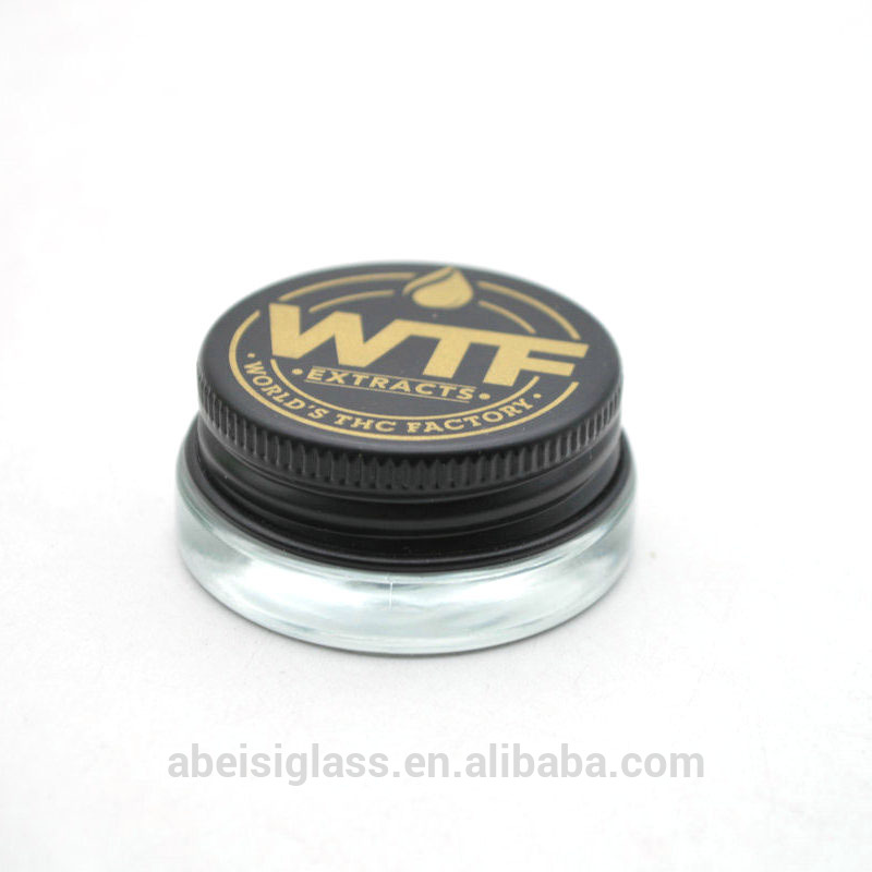 3ml 5ml 7ml Low Profile Thick Glass Containers with Silver Metal Lids - 1 Gram Concentrate Jars