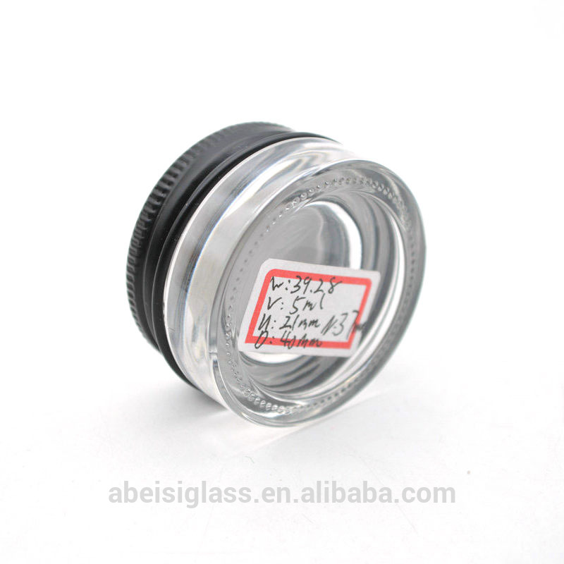 3ml 5ml 7ml Low Profile Thick Glass Containers with Silver Metal Lids - 1 Gram Concentrate Jars