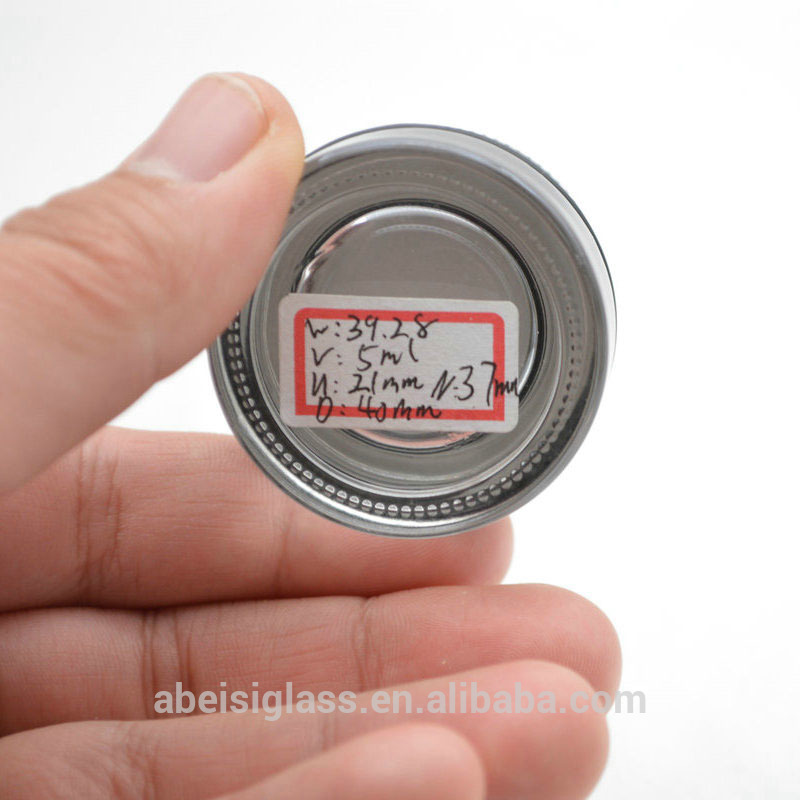 3ml 5ml 7ml Low Profile Thick Glass Containers with Silver Metal Lids - 1 Gram Concentrate Jars