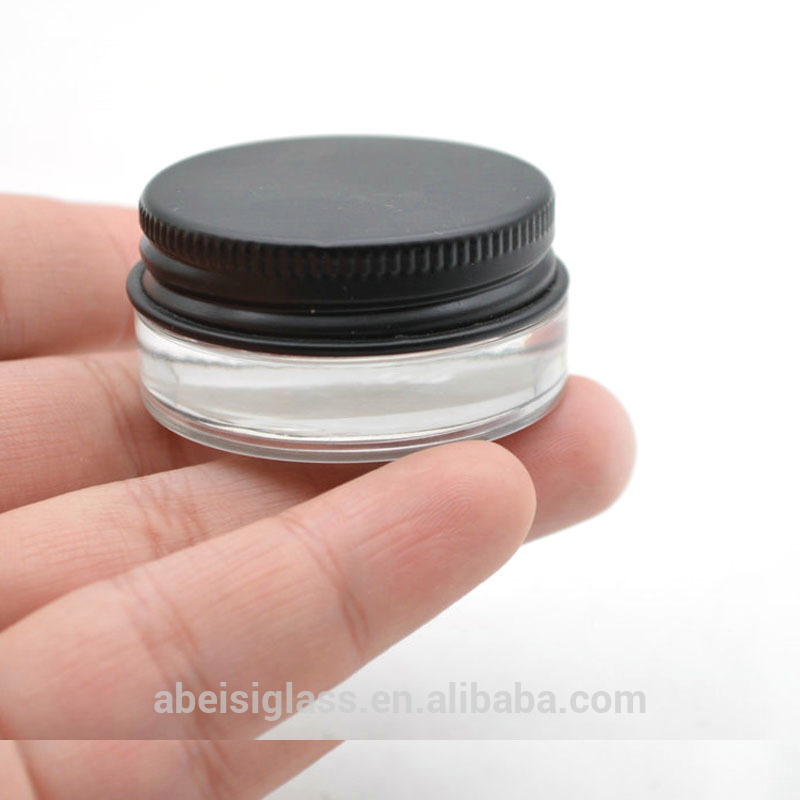 3ml 5ml 7ml Low Profile Thick Glass Containers with Silver Metal Lids - 1 Gram Concentrate Jars