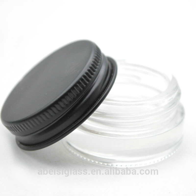 3ml 5ml 7ml Low Profile Thick Glass Containers with Silver Metal Lids - 1 Gram Concentrate Jars