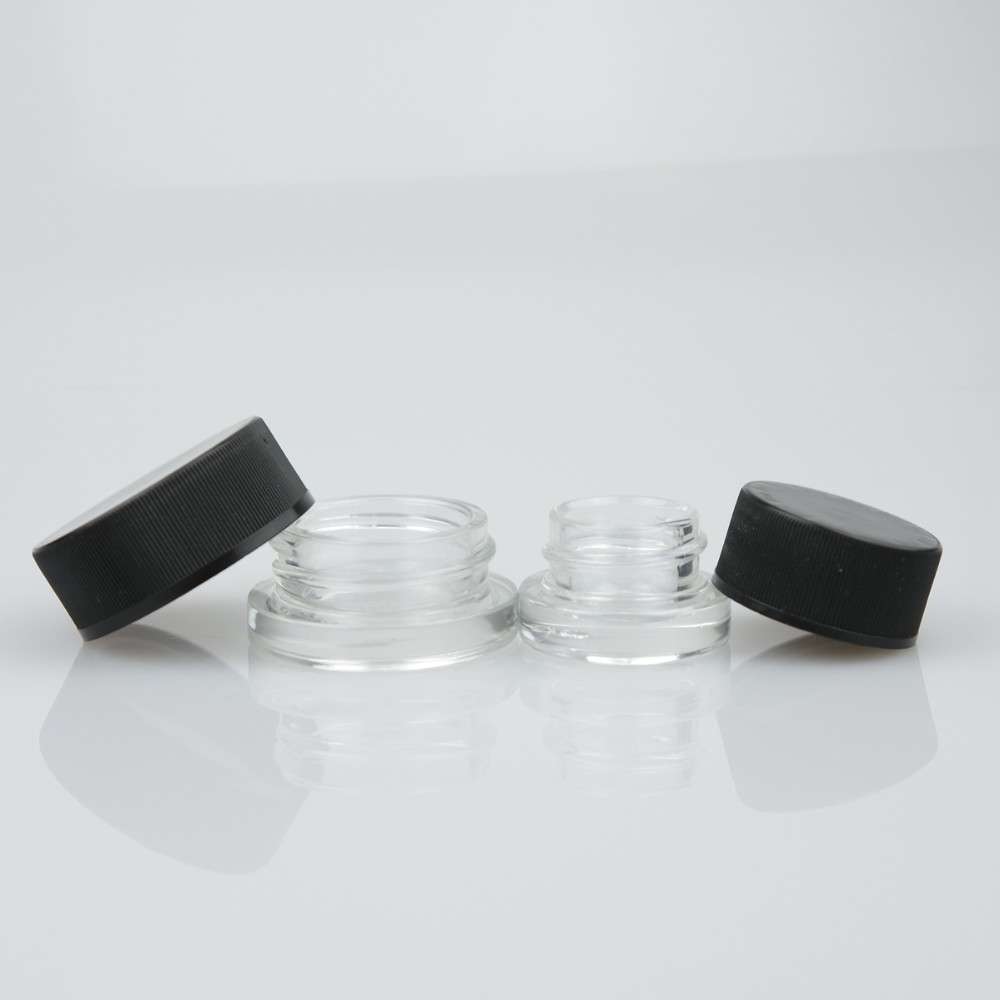 3ml 5ml 7ml mini cbd wax oil storage container child resistant small empty concentrate black apothecary glass jar