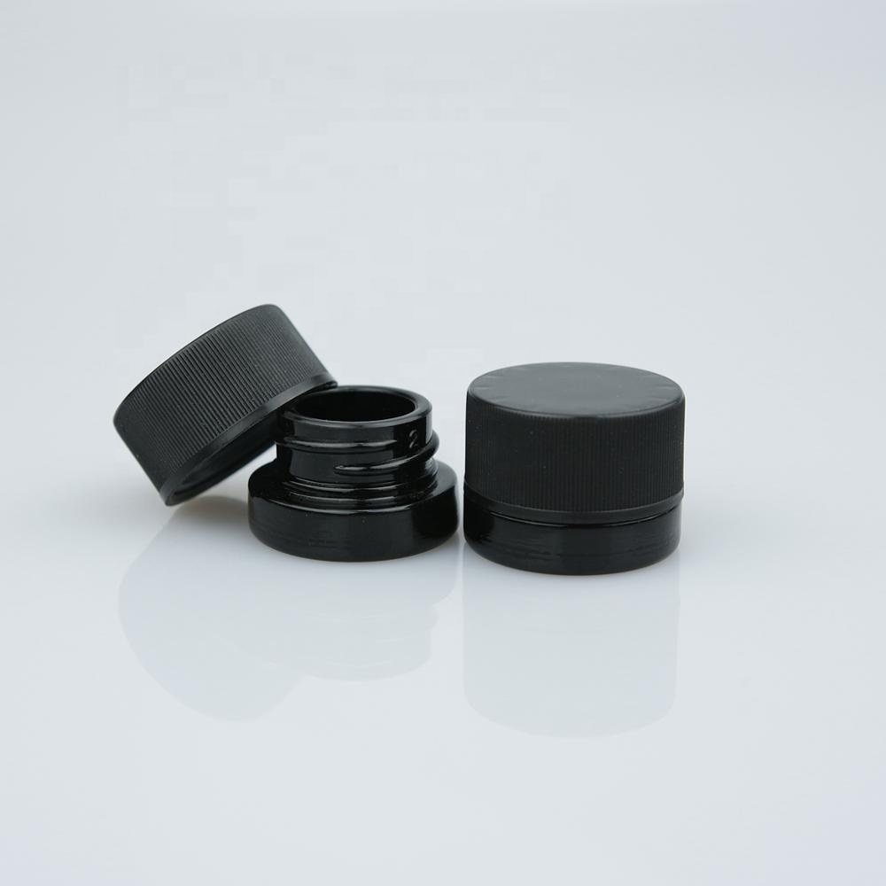 3ml 5ml 7ml mini cbd wax oil storage container child resistant small empty concentrate black apothecary glass jar