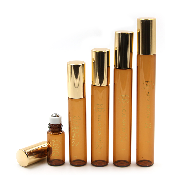 3ml 5ml 8ml 10ml 12ml 15ml amber clear gold essential oil roll on glass bottle