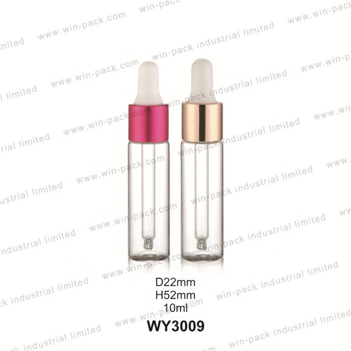 3ml 5ml 8ml 10ml 15ml clear glass oil serum essential bottles with gold aluminium collar dropper and silicone bulb
