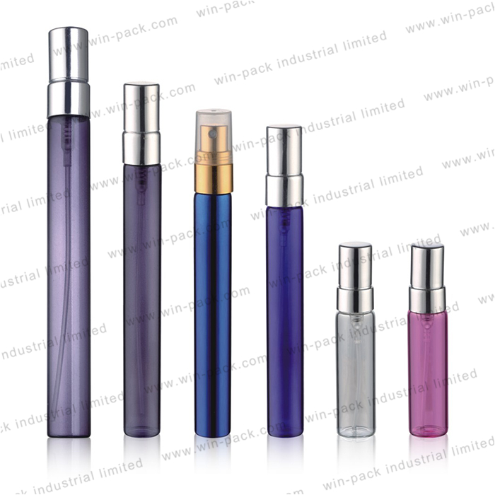 3ml 5ml 8ml 10ml 15ml mini black red clear perfume container painting color tube glass bottle with aluminum sprayer