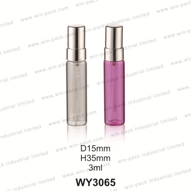 3ml 5ml 8ml 10ml 15ml mini black red clear perfume container painting color tube glass bottle with aluminum sprayer