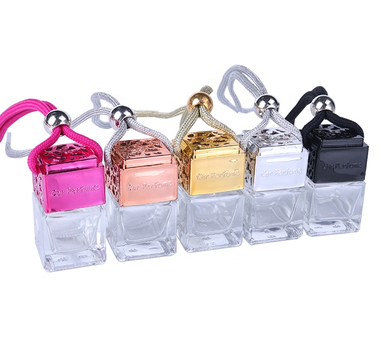3ml 5ml 8ml 10ml Square bottle for car fragrance pendant air freshener empty perfume glass bottle hanging diffuser fancy perfume