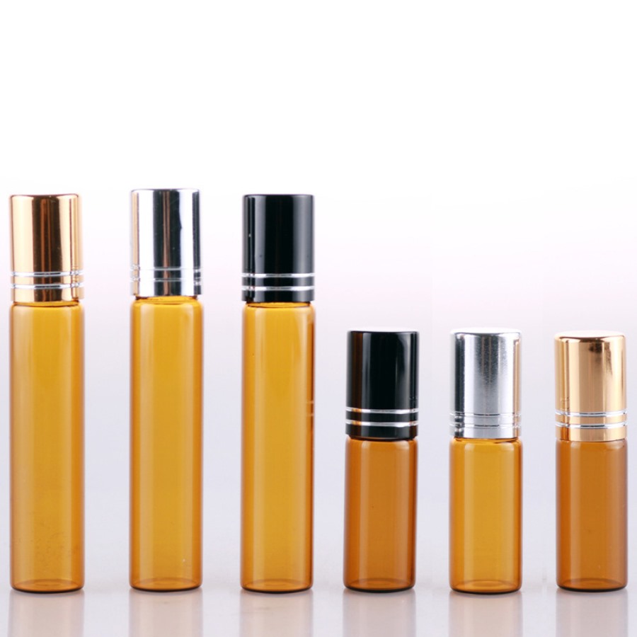 3ml 5ml 8ml 10ml clear amber colored glass roll on bottle