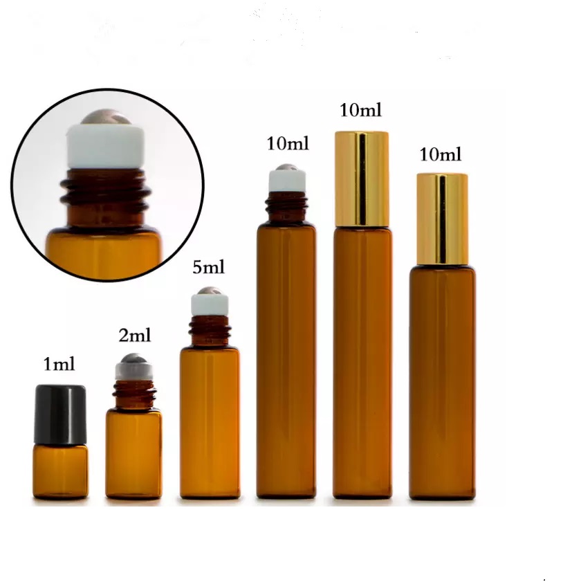 3ml 5ml 8ml 10ml clear amber colored glass roll on bottle