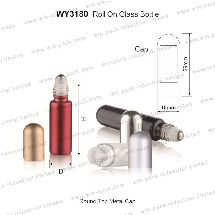 3ml 5ml 8ml 10ml hot sale roll on oil glass bottle with round top metal cap free sample