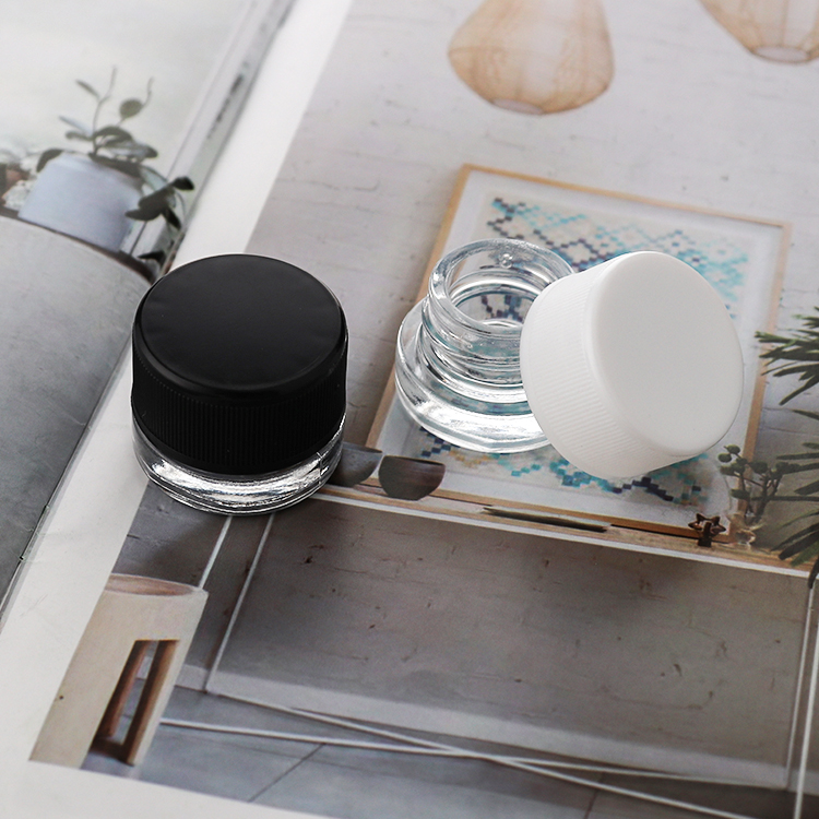 3ml 5ml 8ml Clear Concentrate Jar Eye Cream Glass Jar Cosmetic Cream Jars Container With Child Resisttant White Black Cap