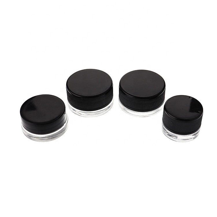 3ml 5ml 8ml Clear Concentrate Jar Eye Cream Glass Jar Cosmetic Cream Jars Container With Child Resisttant White Black Cap