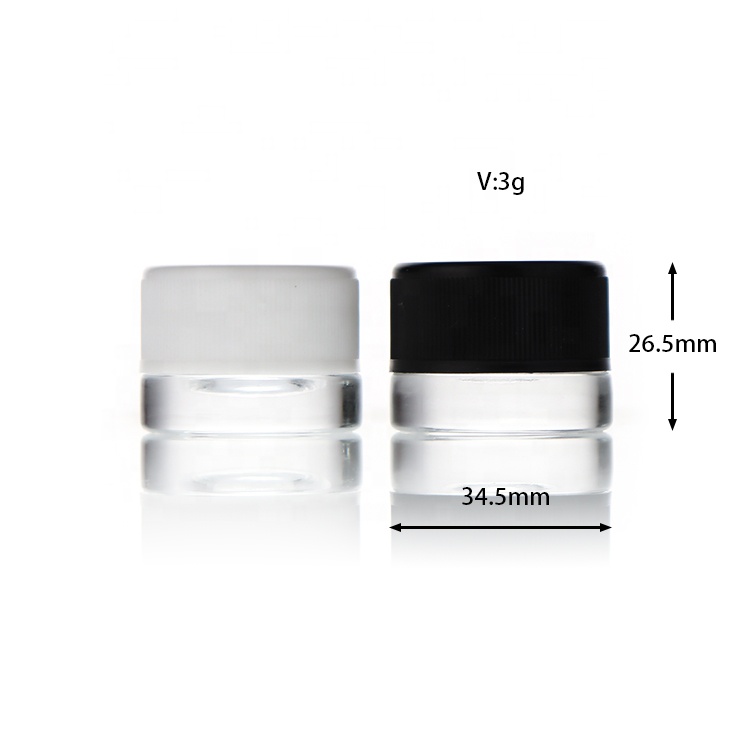 3ml 5ml 8ml Clear Concentrate Jar Eye Cream Glass Jar Cosmetic Cream Jars Container With Child Resisttant White Black Cap