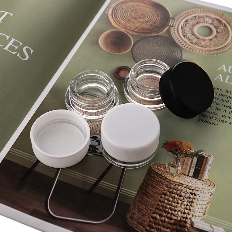 3ml 5ml 8ml Clear Concentrate Jar Eye Cream Glass Jar Cosmetic Cream Jars Container With Child Resisttant White Black Cap