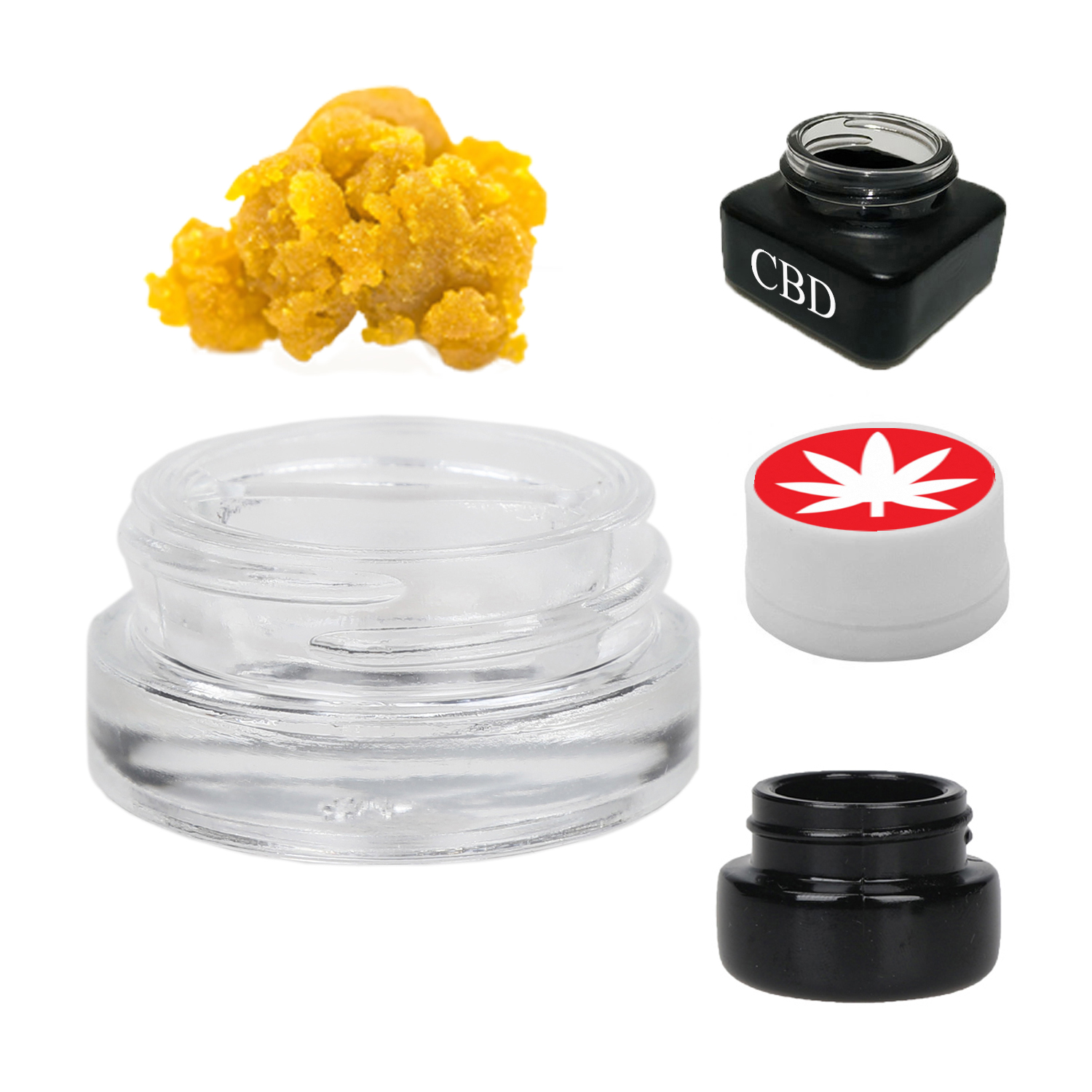 3ml 5ml mini clear glass Concentrate CBD rosin dab wax jar without child proof cap custom 9ml square round cosmetic shadow jar