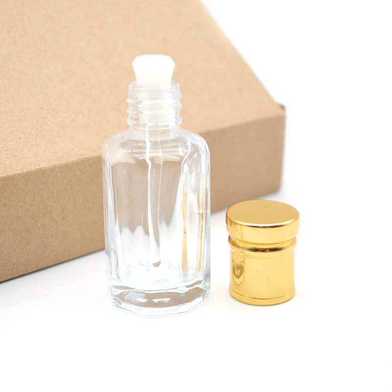 3ml 6ml 12ml Mini Octagonal Shape Arabian Attar Oud Essencial Oil Glass Bottle