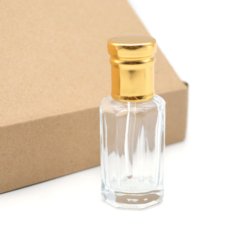 3ml 6ml 12ml Mini Octagonal Shape Arabian Attar Oud Essencial Oil Glass Bottle