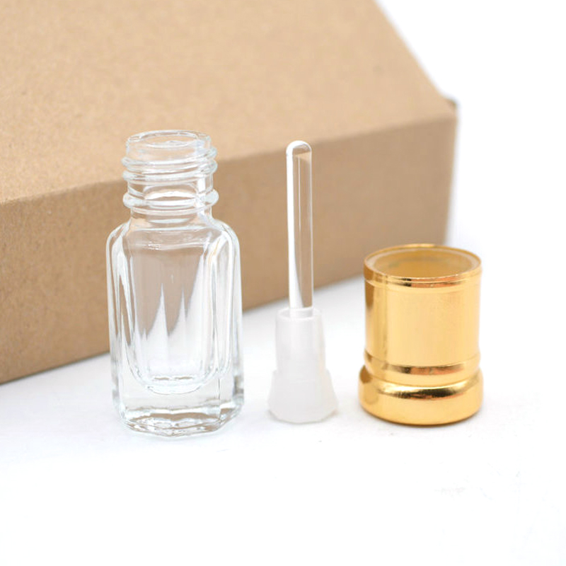 3ml 6ml 12ml Mini Octagonal Shape Arabian Attar Oud Essencial Oil Glass Bottle