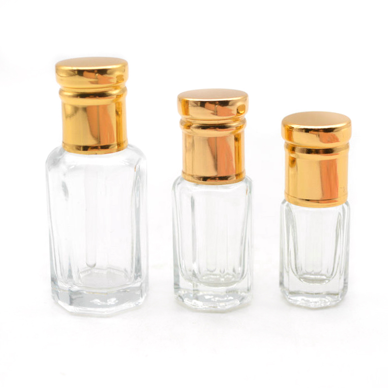 3ml 6ml 12ml Mini Octagonal Shape Arabian Attar Oud Essencial Oil Glass Bottle
